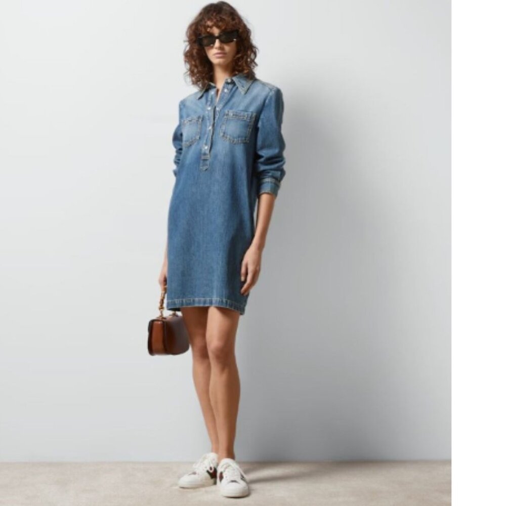 Gucci Organic Denim Horsebit Dress